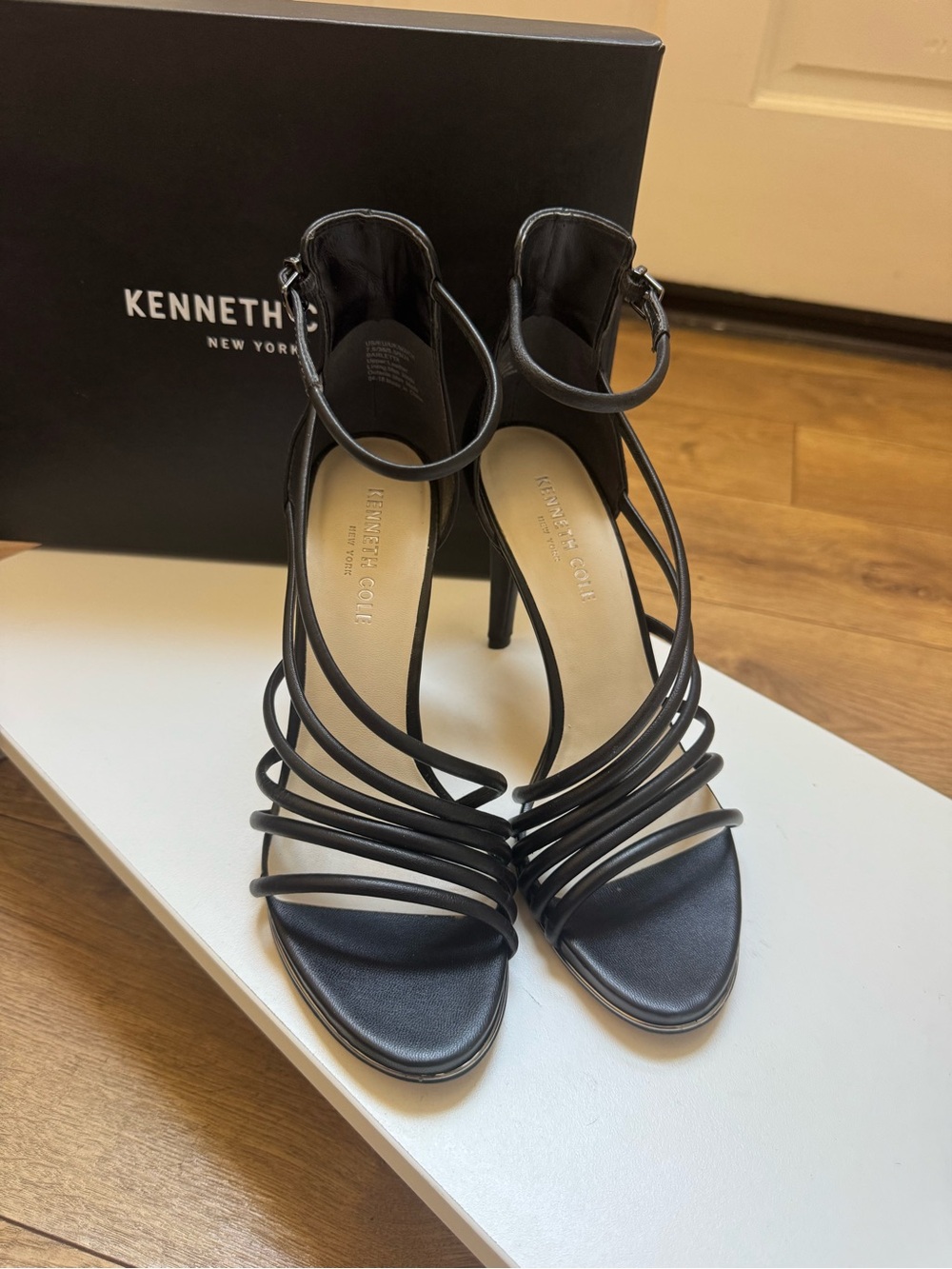 Kenneth Cole Black Multi-Strap Stiletto Heels